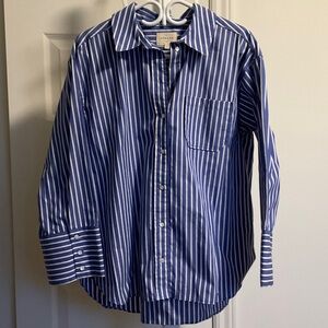 Sezane Bilma Blue Striped oversized Shirt
